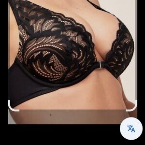 Adored By Adore Me Size 40D Black Lace Layla Push Up Underwire Bra!
